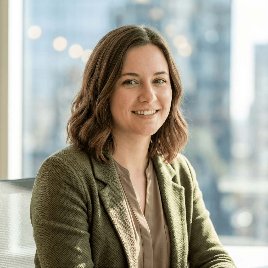 Sarah Mitchell, professional woman in a business setting