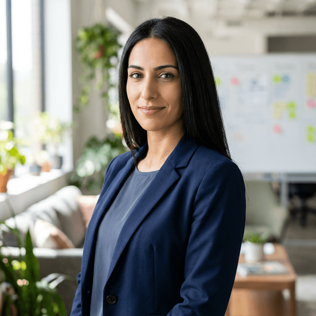 Priya Sharma in professional attire