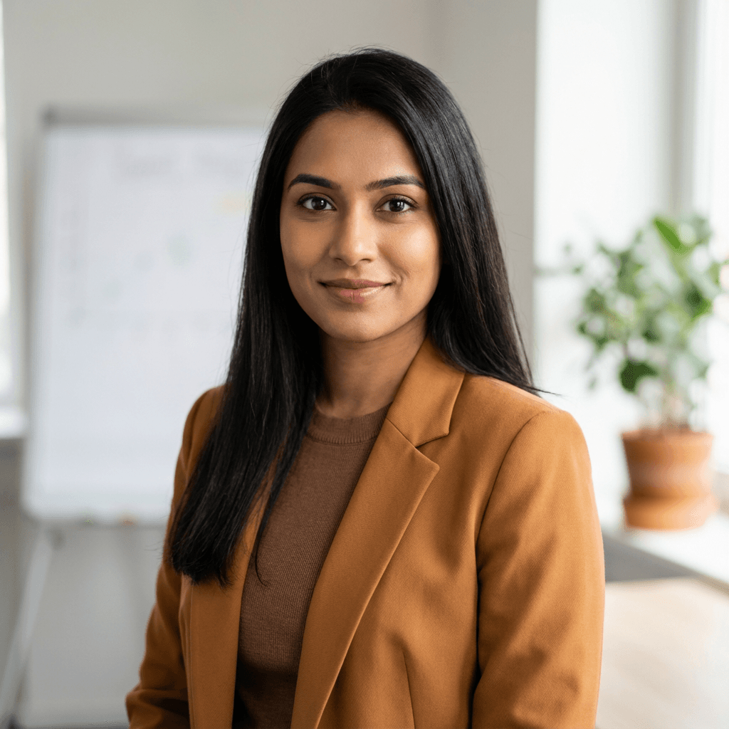 Priya Patel, businesswoman with a professional look